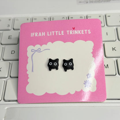 Black cat ear studs