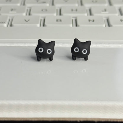 Black cat ear studs