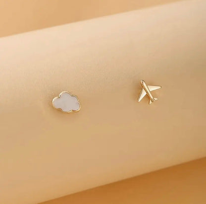 Cloud and Plane ear studs
