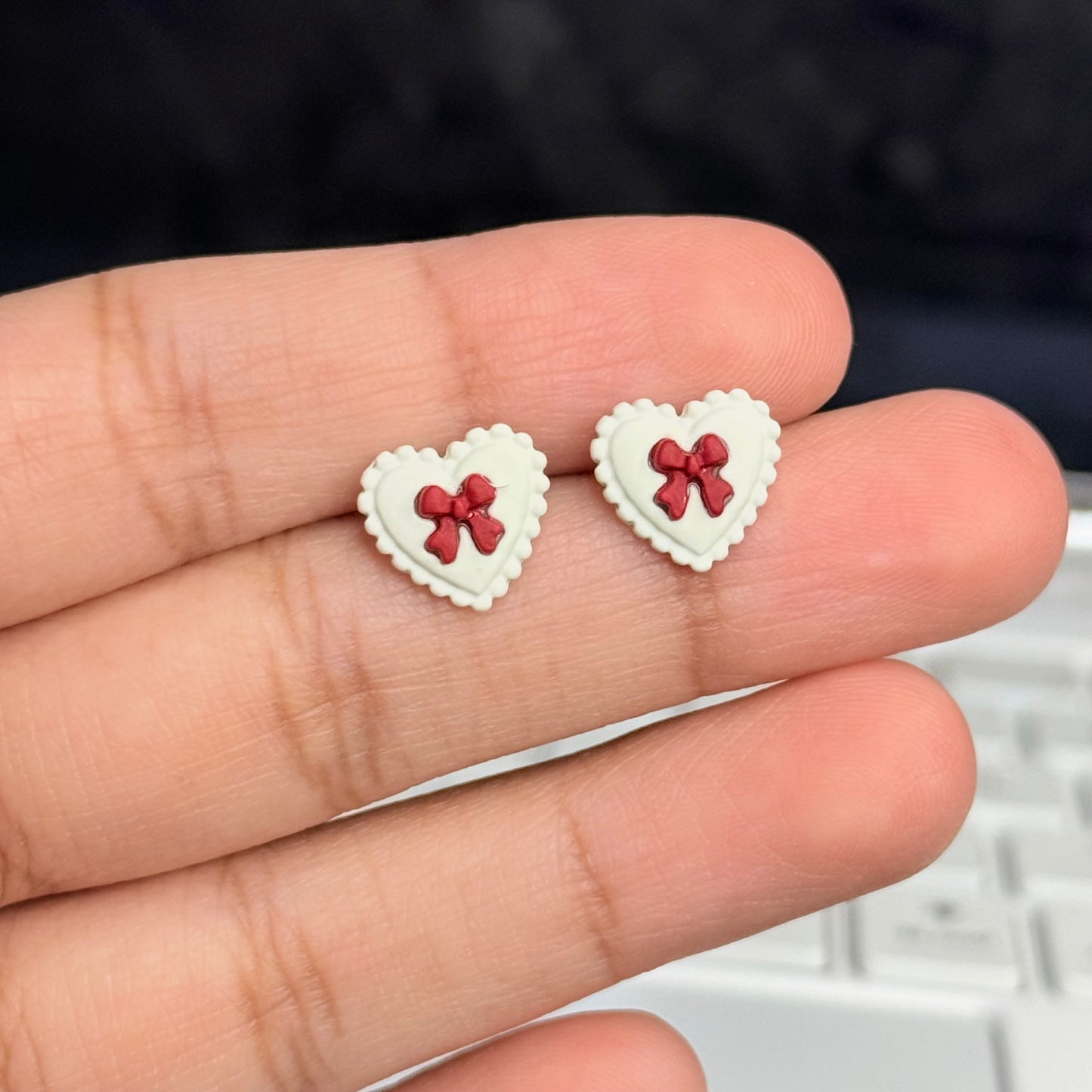 Red Bow in White Heart
