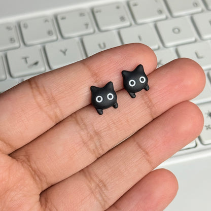 Black cat ear studs