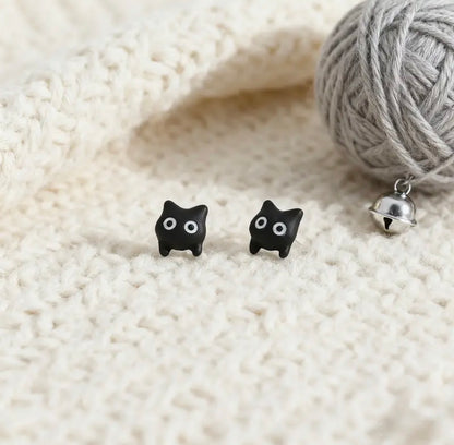 Black cat ear studs