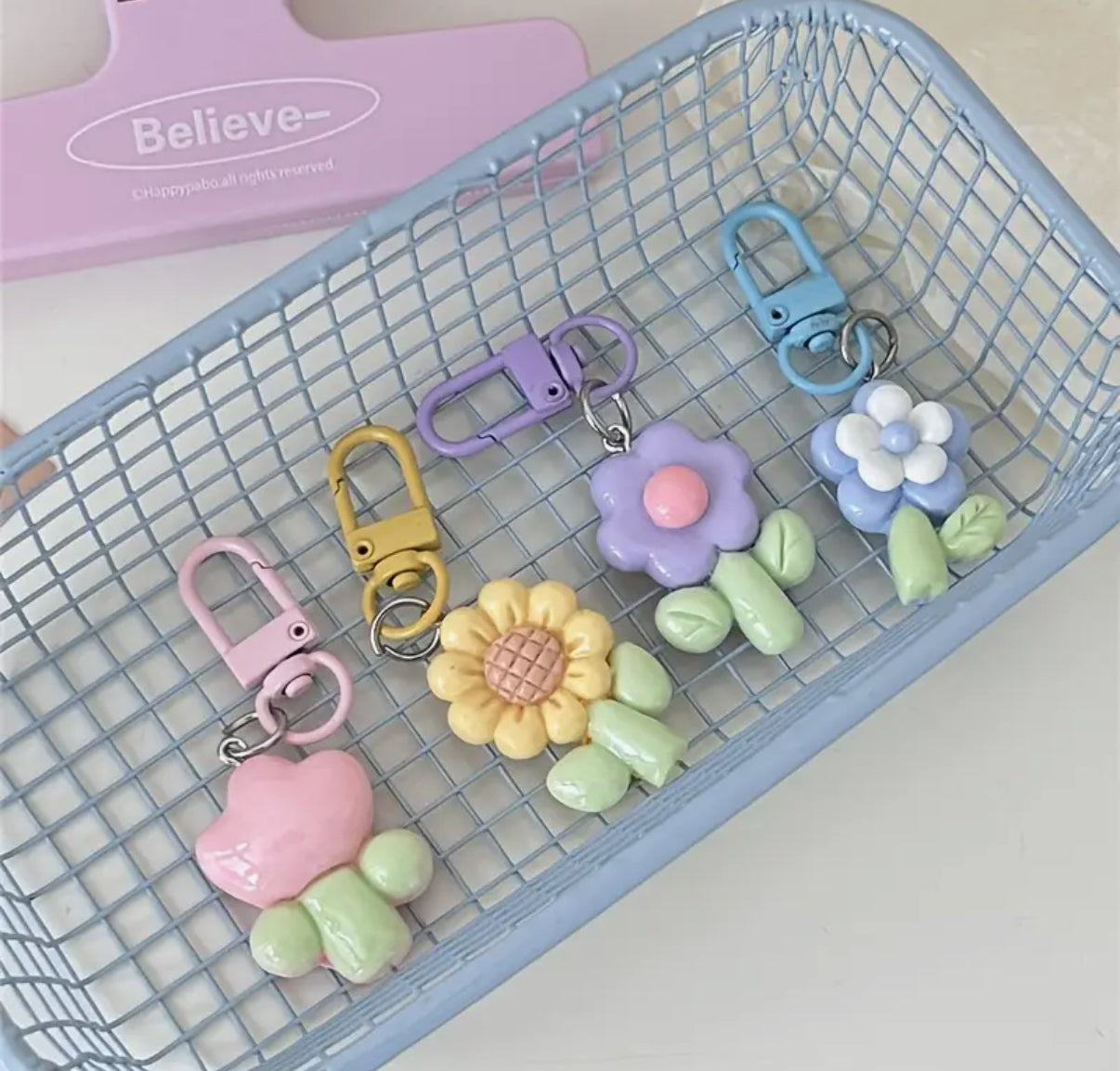 Cute Flower Keyring Charms