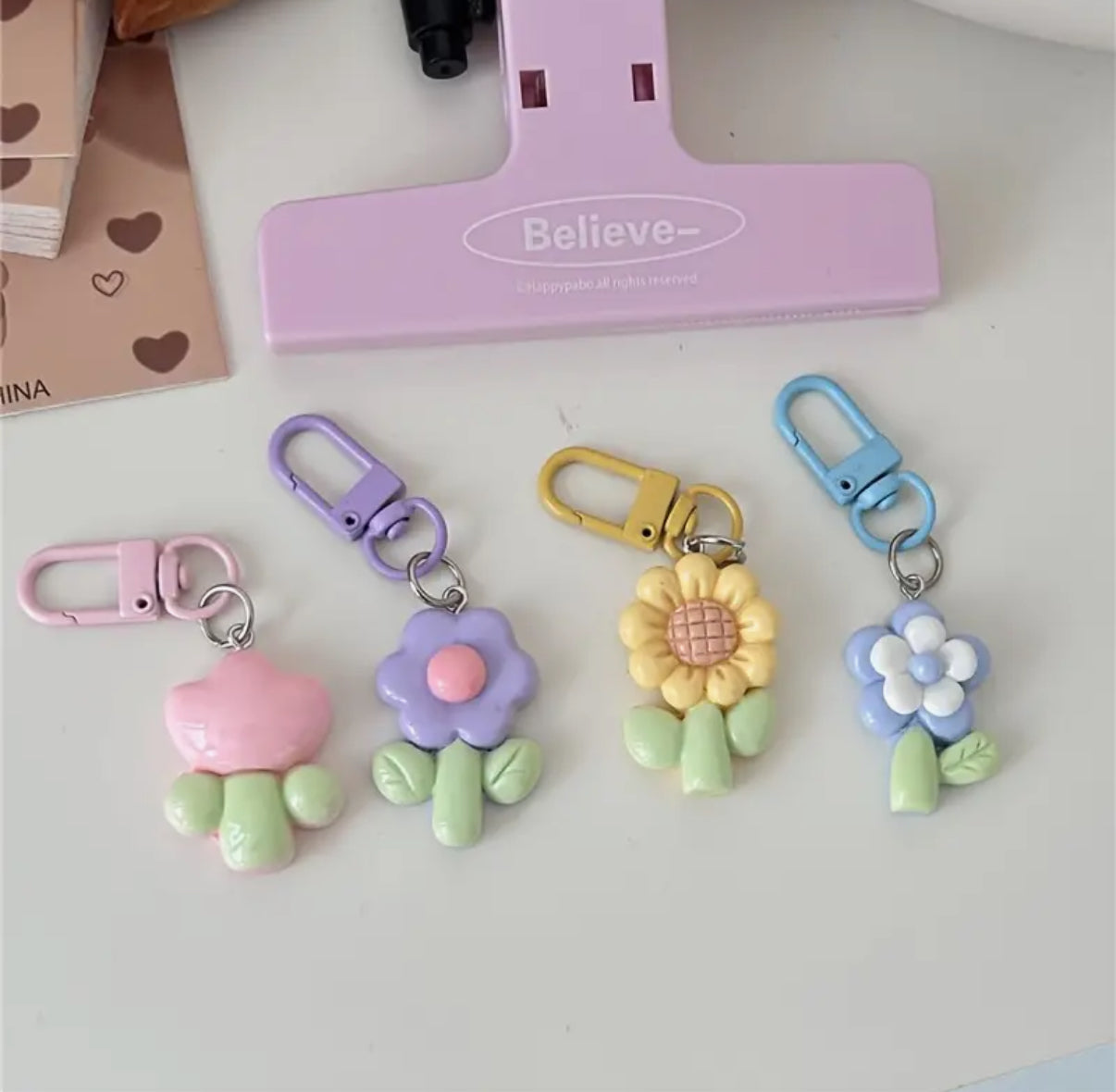 Cute Flower Keyring Charms