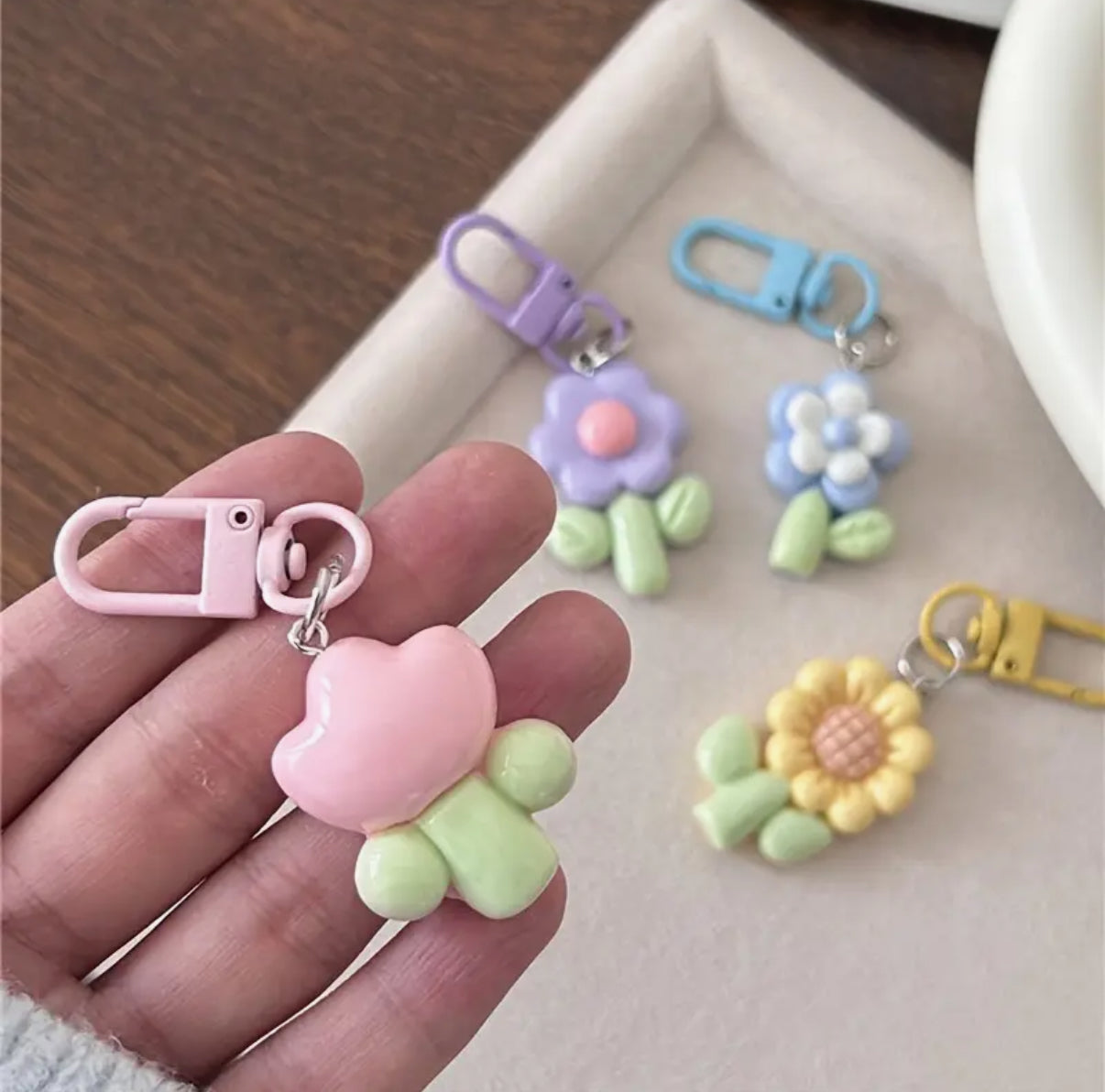Cute Flower Keyring Charms